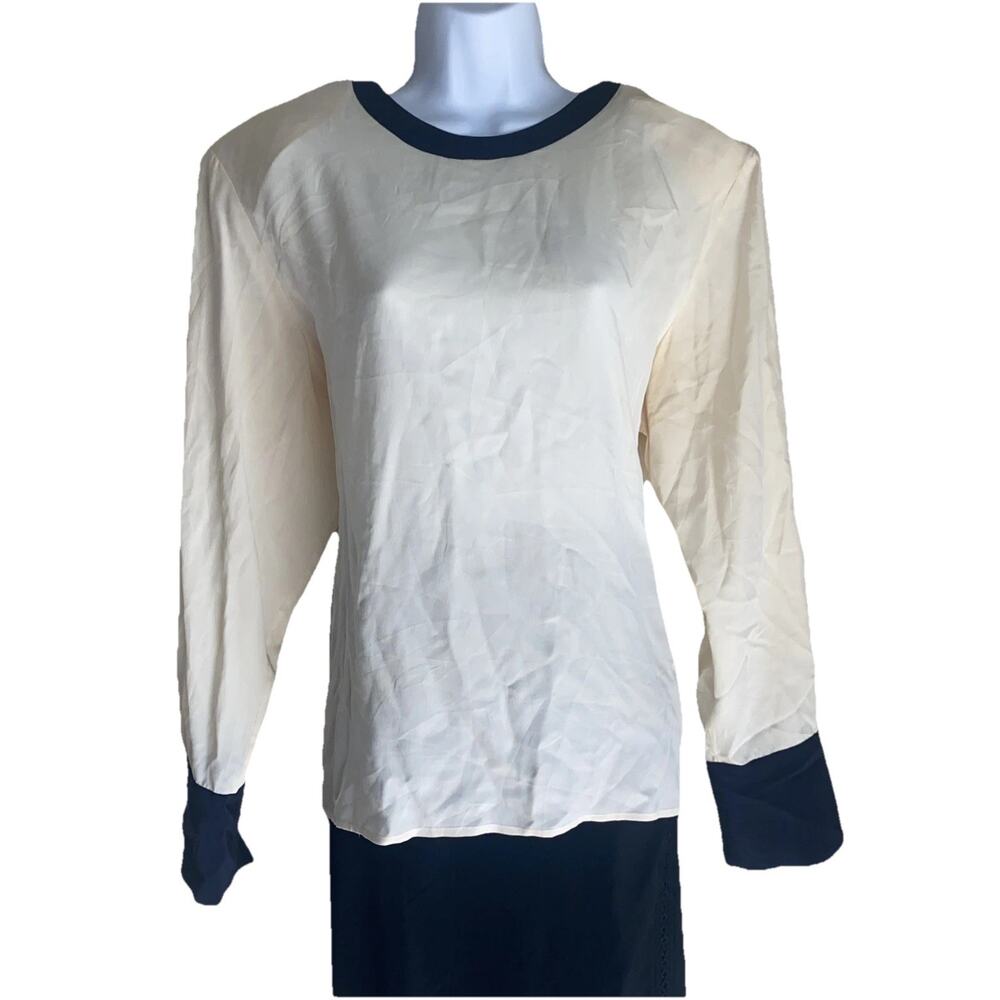 VTG Valerie Stevens Womens Pure Silk Yellow Plus Size 14 Blouse Top Long Sleeve